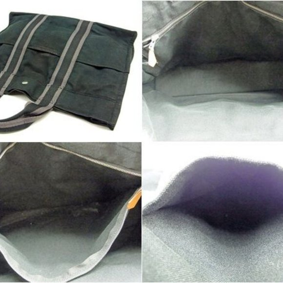 Hermes Tote bag Fourre Tout Black Grey Woman Authentic Used Y5998 - Picture 4 of 6